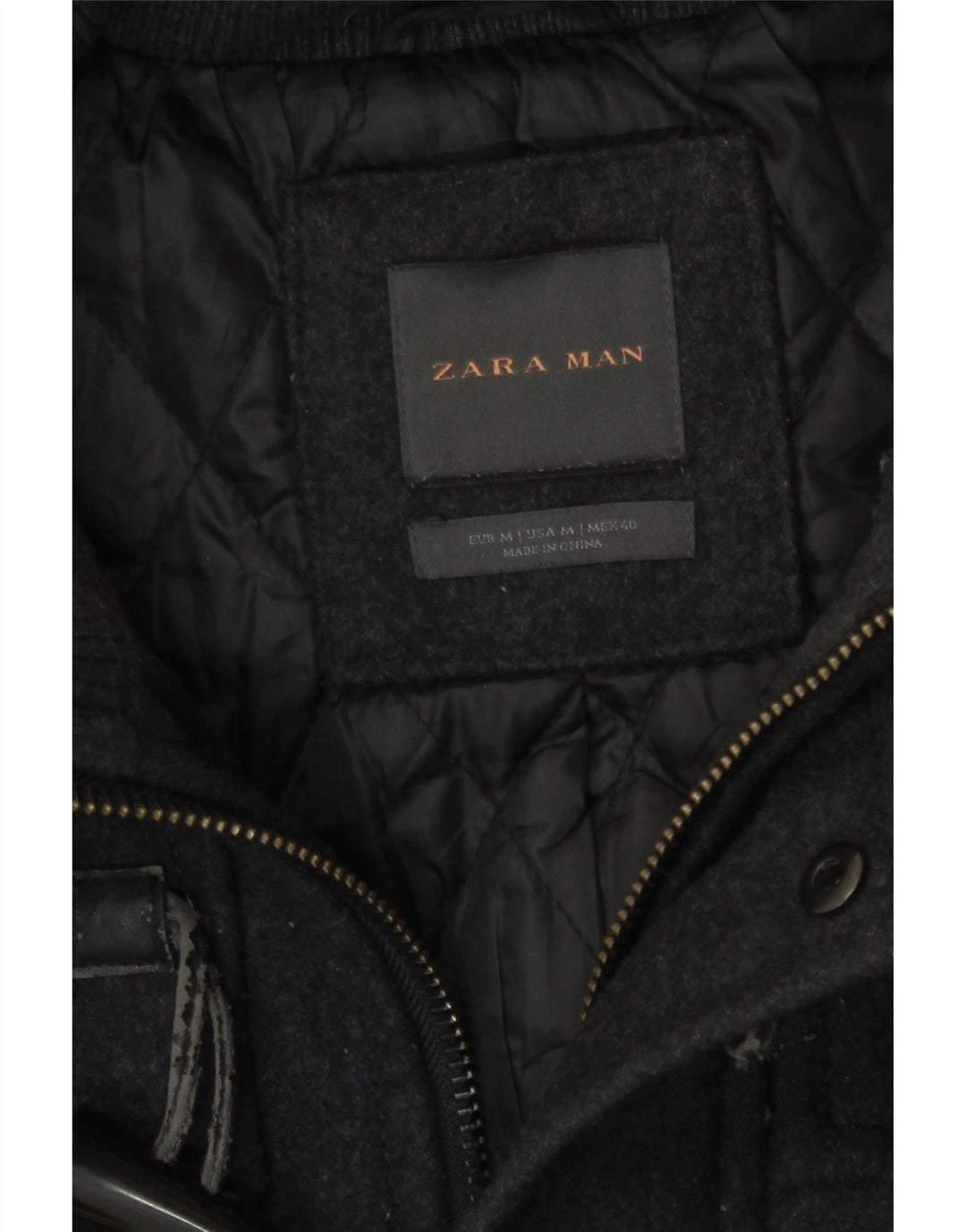 Zara Herren Kapuzen-Duffle-Jacke UK 38 Mittelgrau