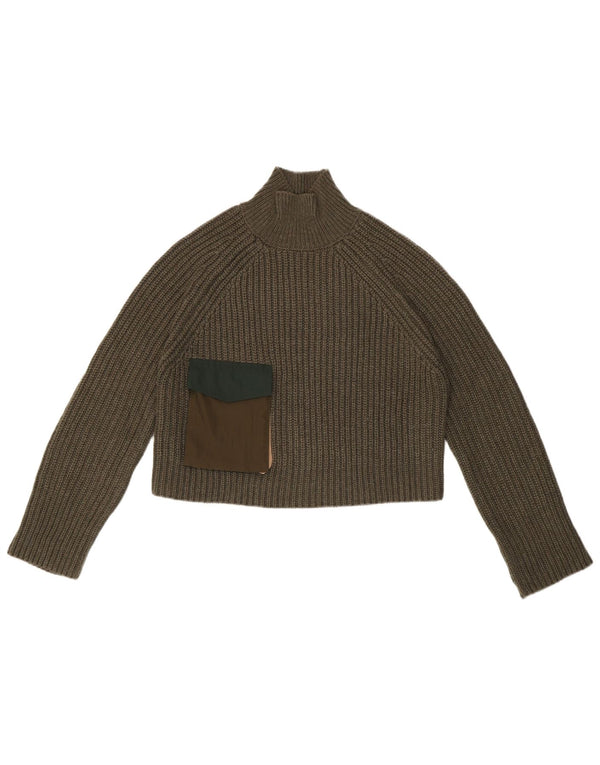 Zara Damen Crop Oversized Rollkragenpullover Pullover UK 10 Small Khaki