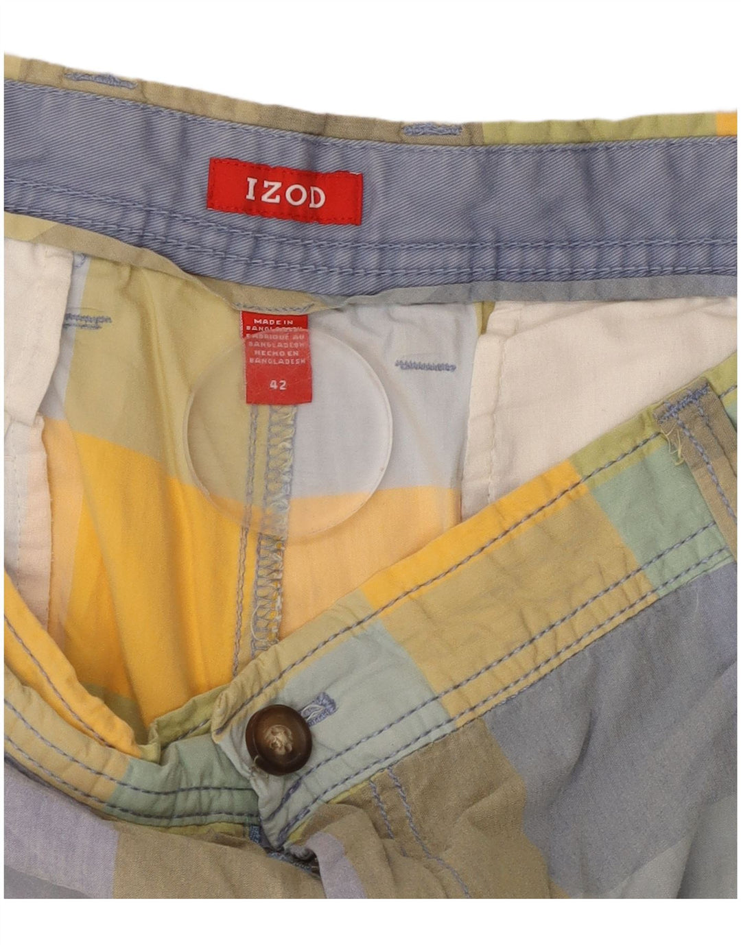 Izod Herren Chino-Shorts W42 2XL Mehrfarbig karierte Baumwolle