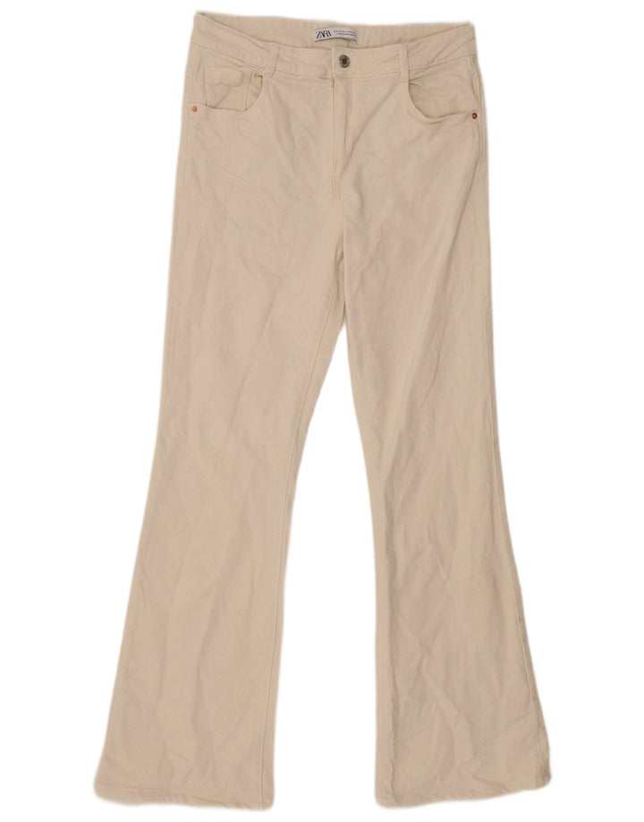 Zara Damen Schlagjeans EU 42 Large W32 L31 Beige Baumwolle