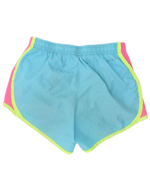 Nike Mädchen-Sportshorts, 5–6 Jahre, mittelblaues Farbblock-Polyester