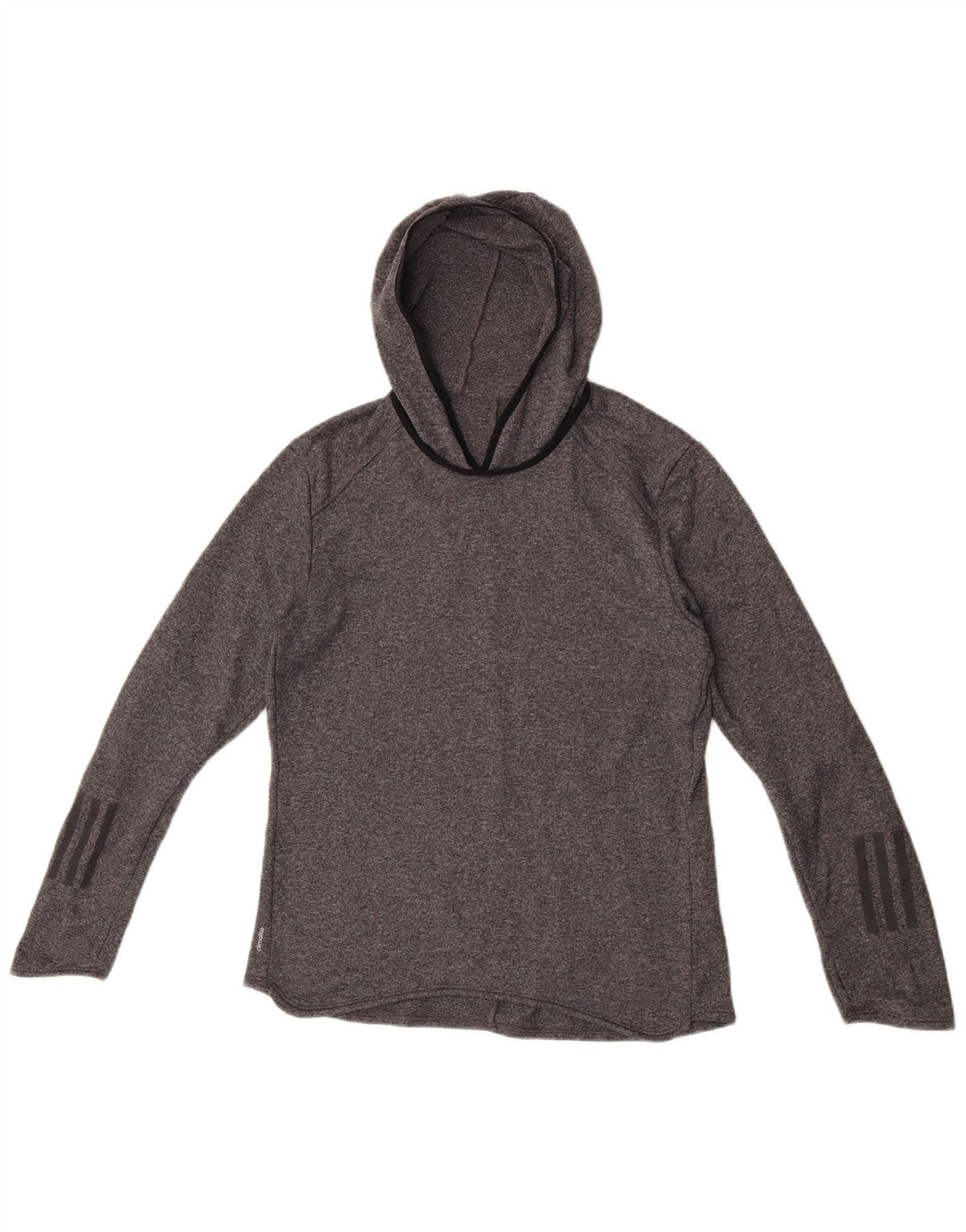 Adidas Damen Climalite Hoodie Pullover UK 14 Mittelgrau geflecktes Polyester