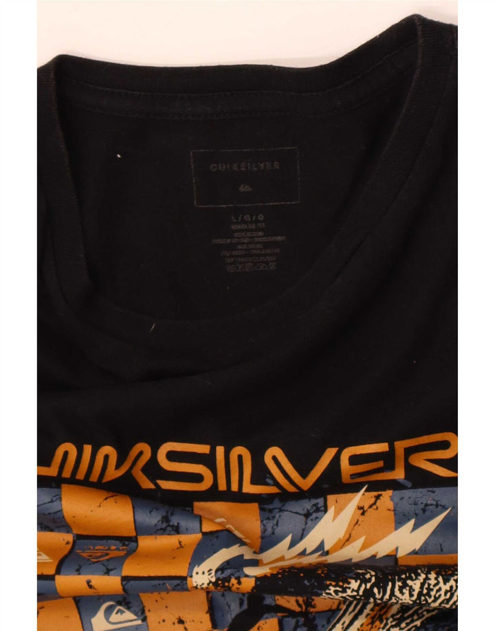 Quiksilver Mens Regular Graphic T-Shirt Top Large Schwarz Baumwolle
