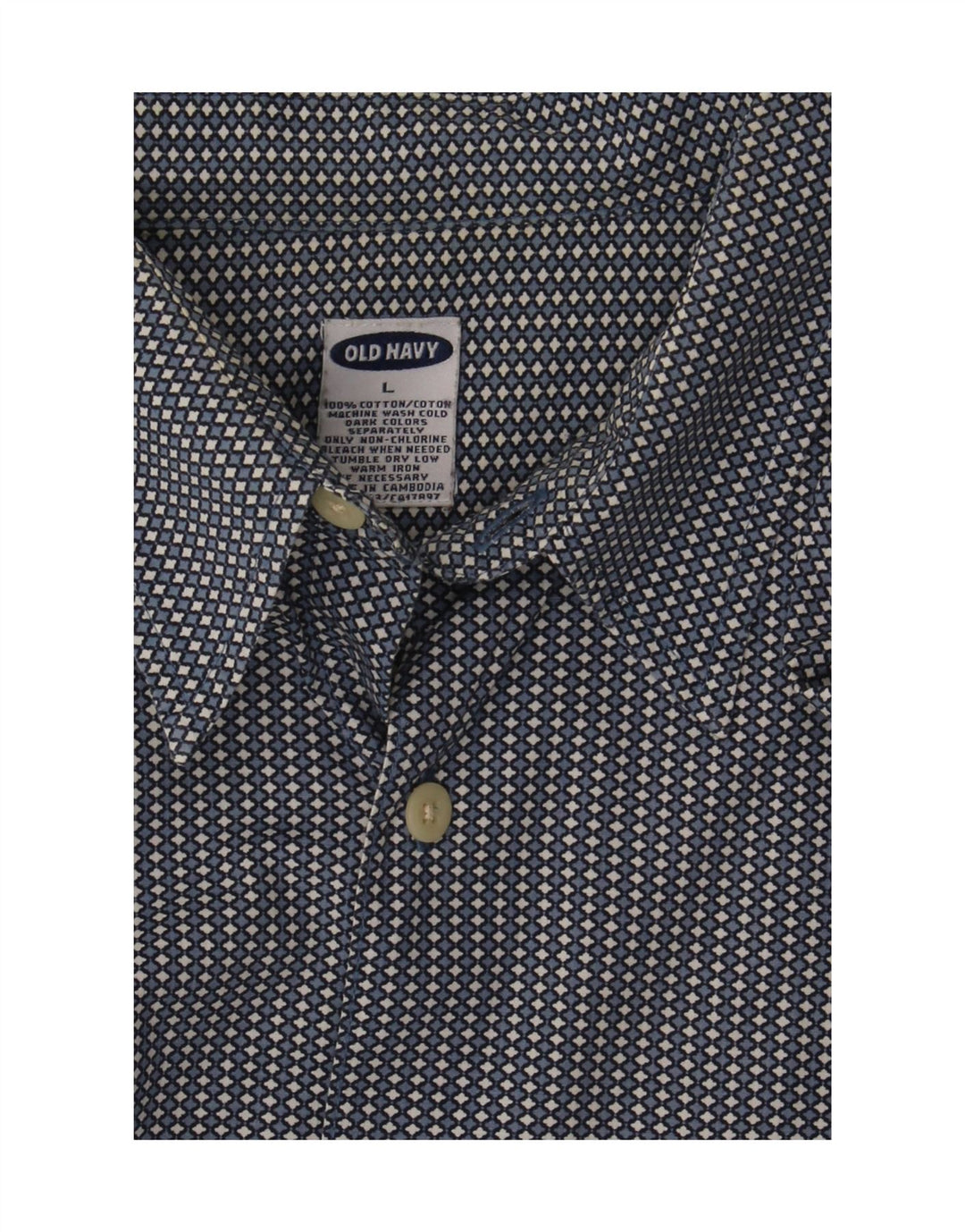 Old Navy Herren-Kurzarmhemd, groß, marineblau, aus geometrischer Baumwolle
