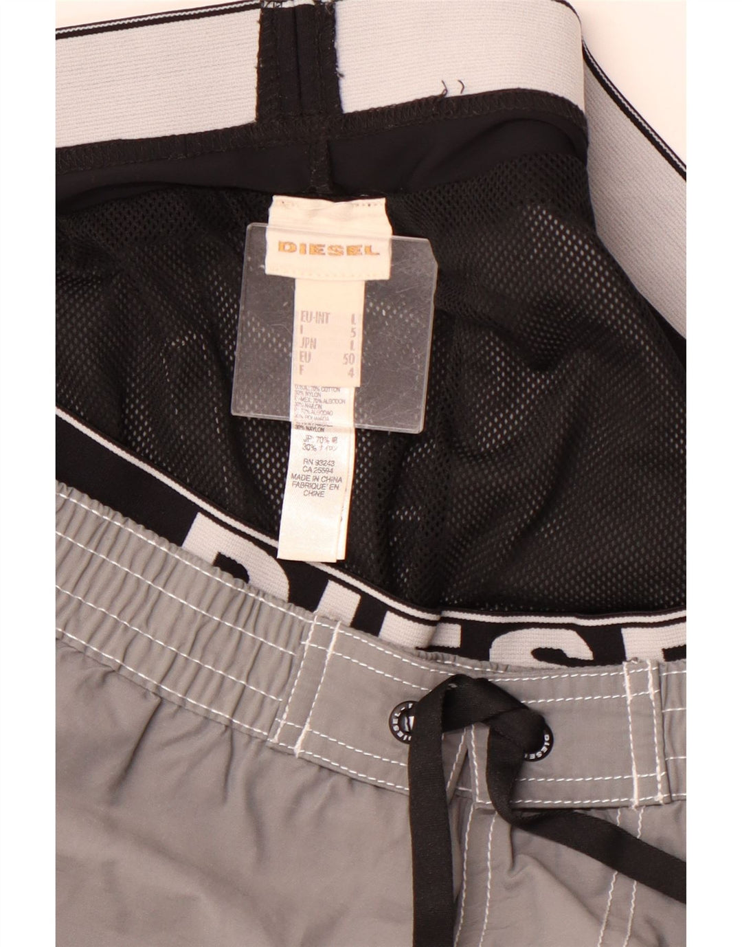 DIESEL Herren-Badeshorts mit Grafik, groß, aus grauer Baumwolle