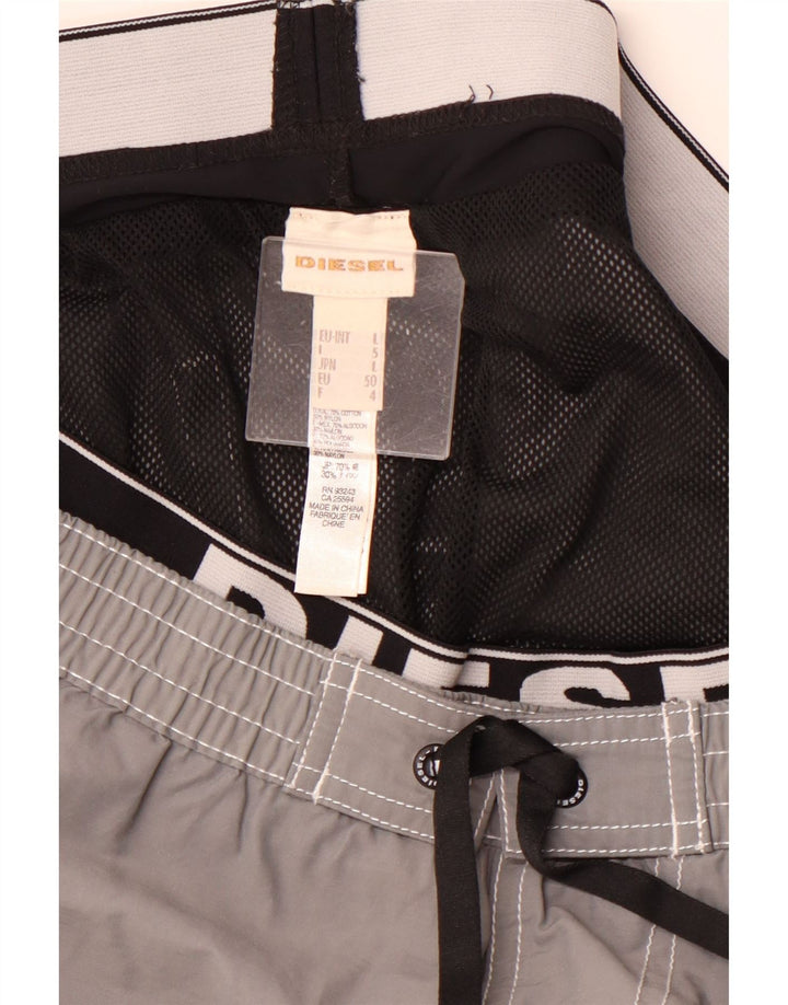 DIESEL Herren-Badeshorts mit Grafik, groß, aus grauer Baumwolle