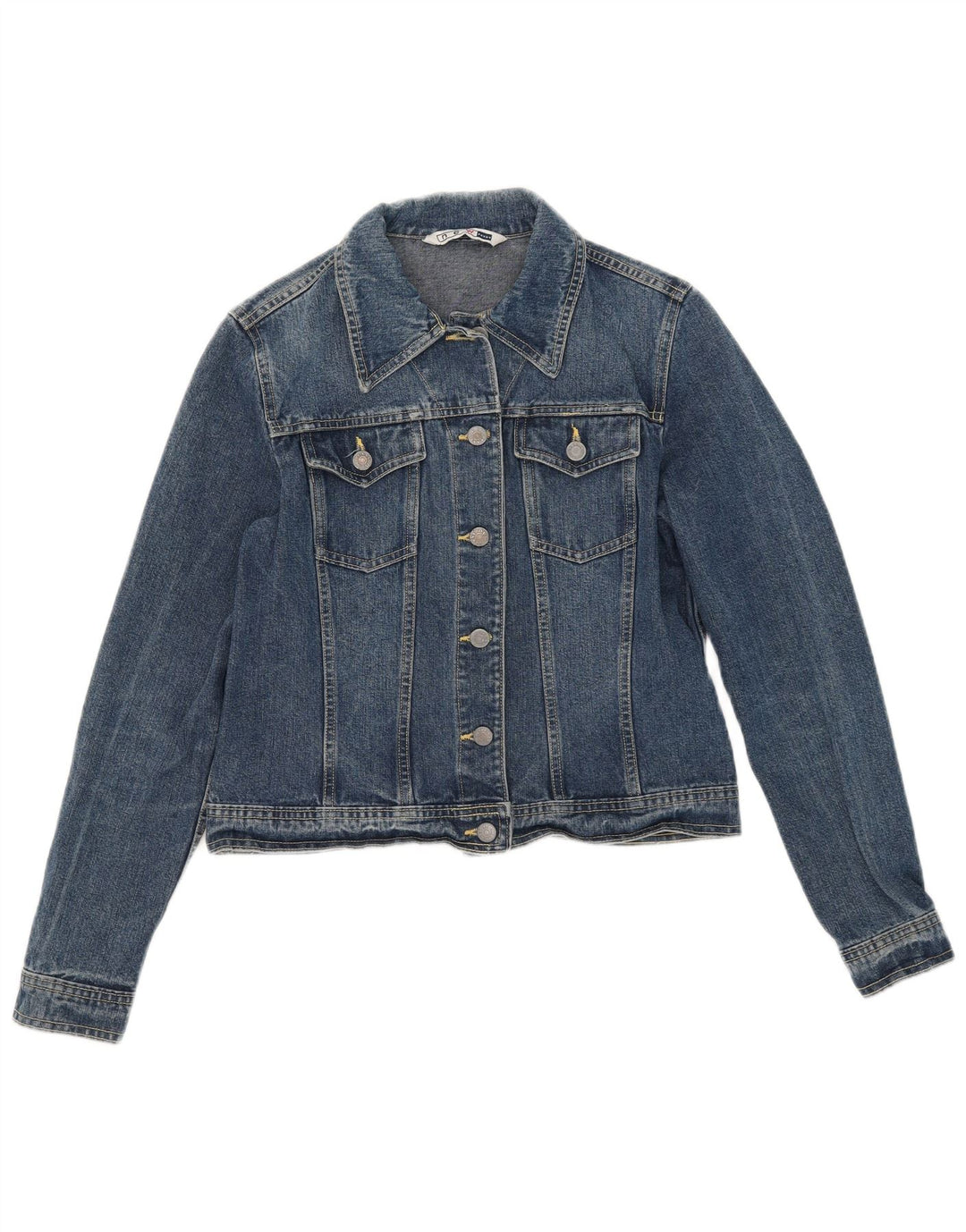 New Penny Damen Crop Denim Jacke UK 12 Mittelblaue Baumwolle
