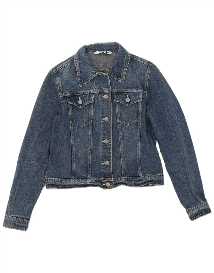 New Penny Damen Crop Denim Jacke UK 12 Mittelblaue Baumwolle