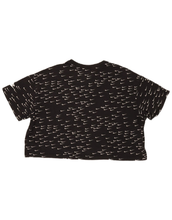Nike Damen Crop Graphic T-Shirt Top UK 18 XL Schwarz Baumwolle