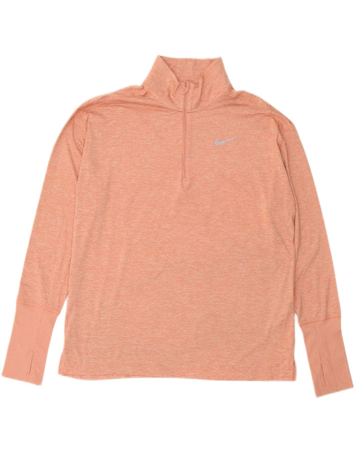 NIKE Damen Dri Fit Pullover-Trainingsanzugoberteil UK 16 Large Pink Meliert