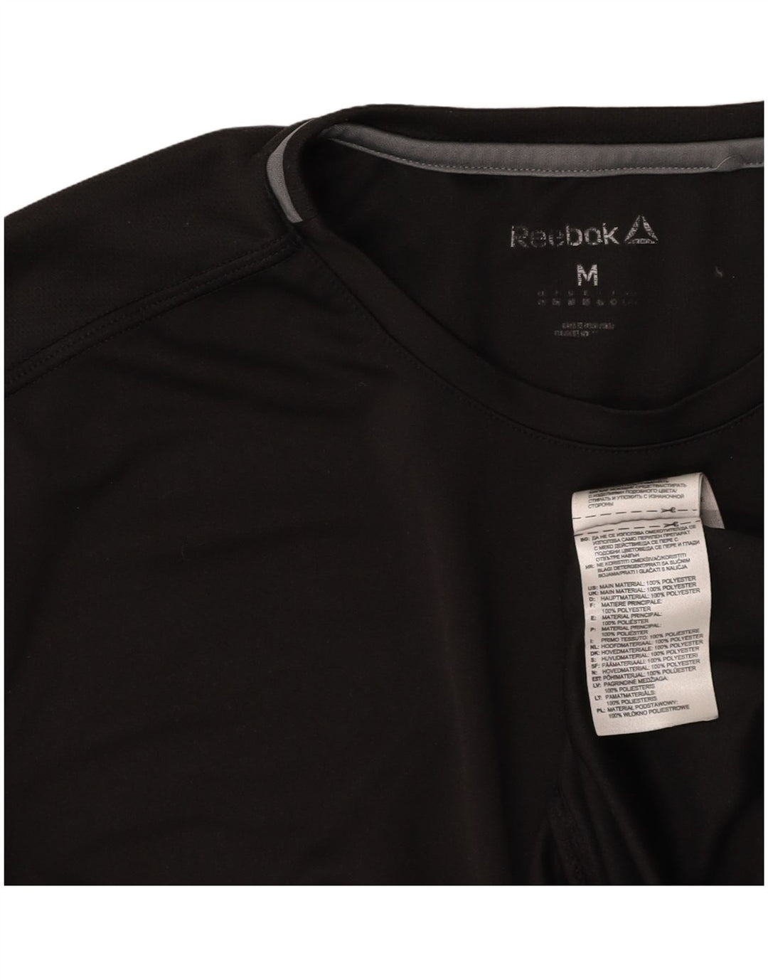 REEBOK Damen T-Shirt Top UK 14 Mittelschwarzes Colourblock-Polyester