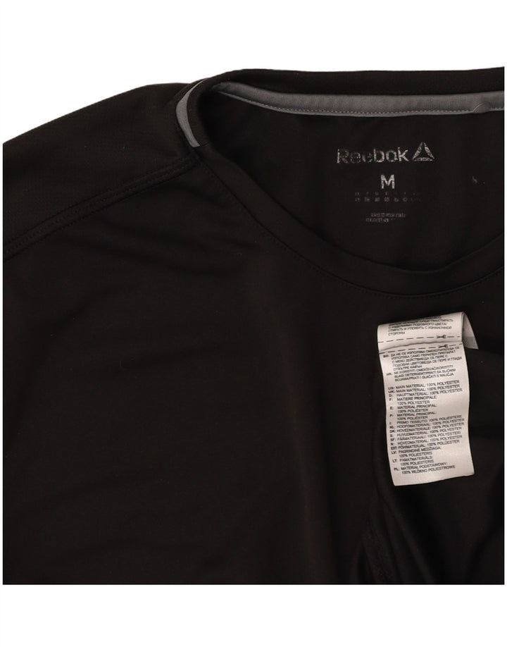 REEBOK Damen T-Shirt Top UK 14 Mittelschwarzes Colourblock-Polyester