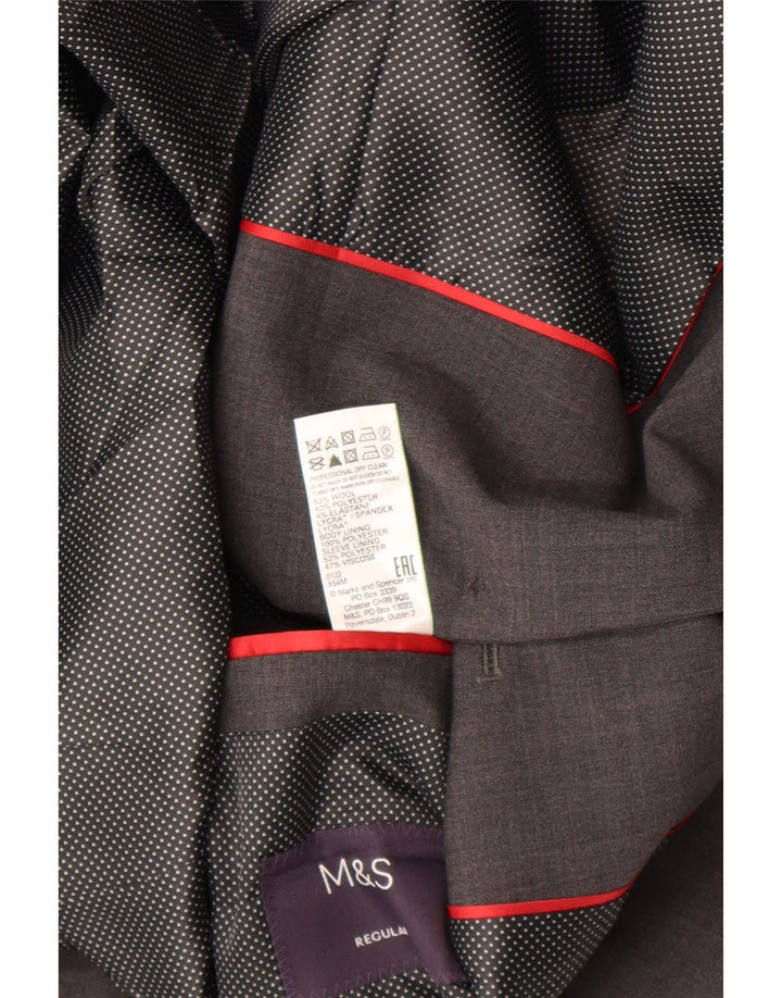 Marks & Spencer Herren-Blazer mit 2 Knöpfen, UK 44, XL, grau karierte Wolle