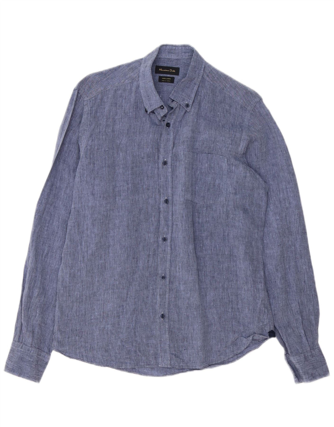 Massimo Dutti Herrenhemd Mittelblaues Leinen