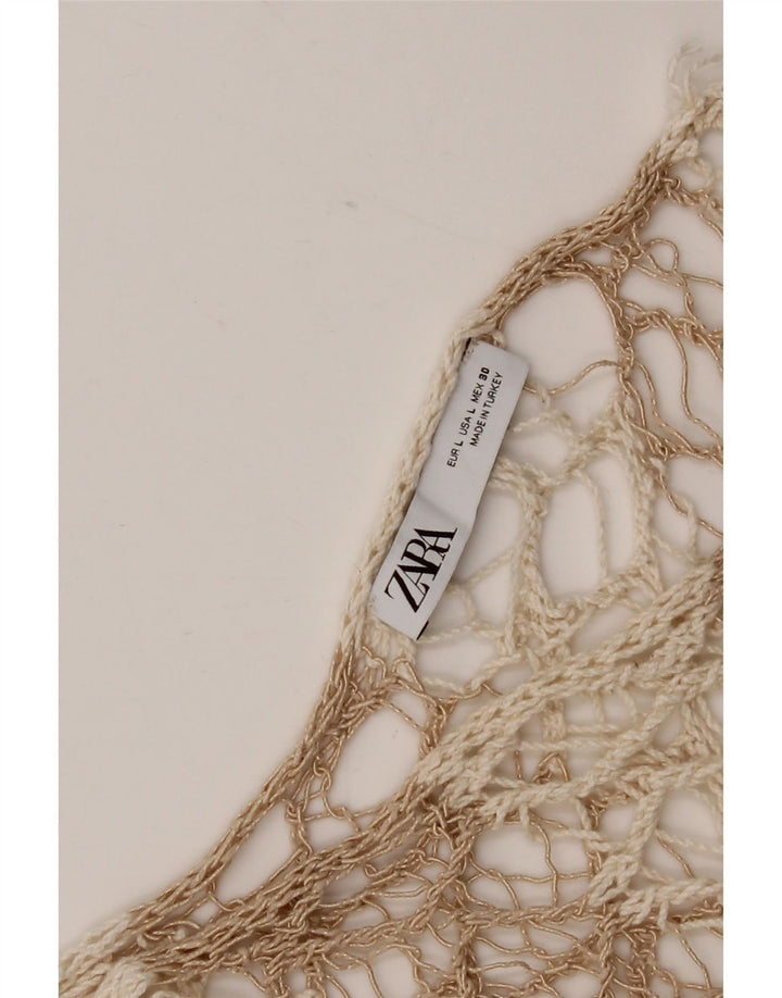 Zara Damen Häkel-Poncho-Oberteil UK 16 Large Beige