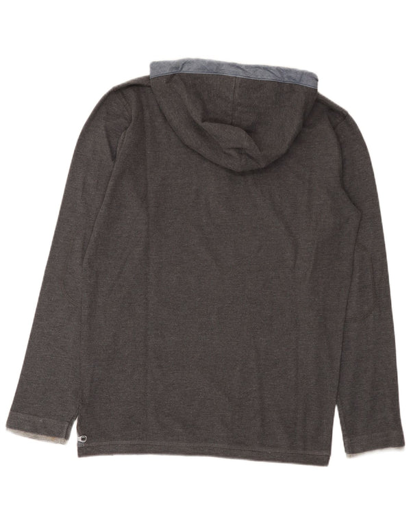 Tom Tailor Herren-Oberteil mit Kapuze und Grafik, langärmlig, klein, graue Baumwolle