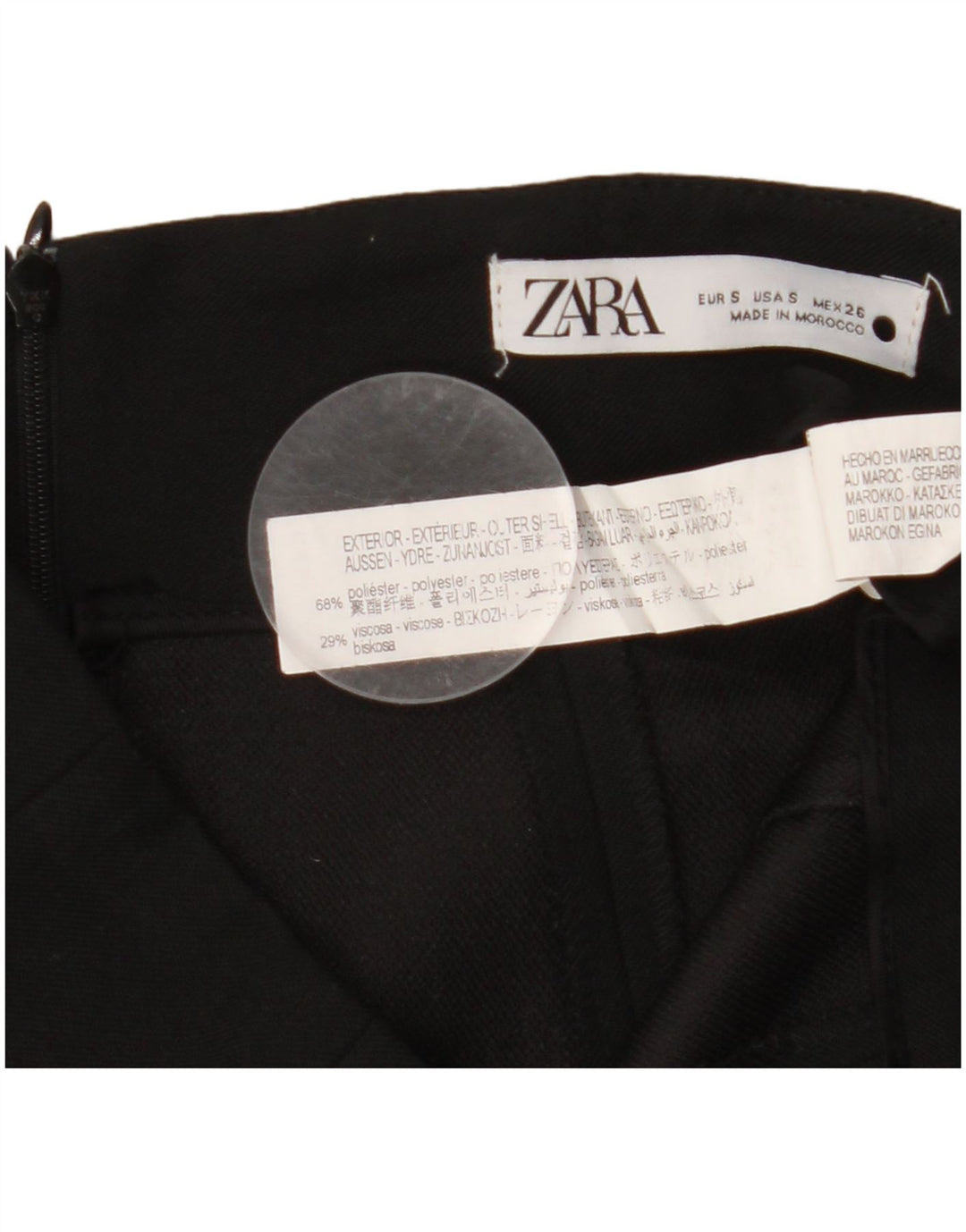 ZARA Damen Minirock Small W26 Schwarz Polyester