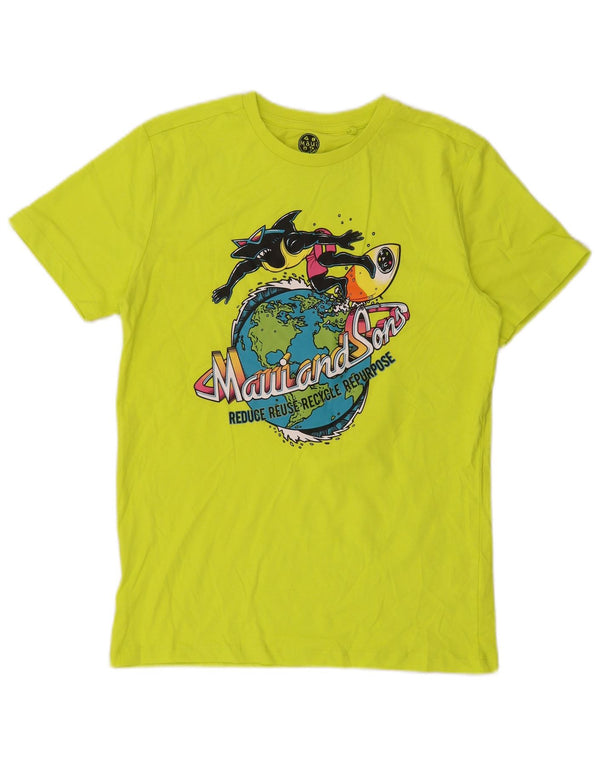 Maui and Sons Jungen-T-Shirt mit Grafik, 13–14 Jahre, grüne Baumwolle
