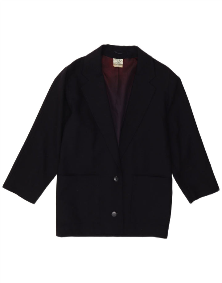 Laura Ashley Damen-Blazerjacke mit 2 Knöpfen, Größe S, Marineblau, Wolle, UK 10