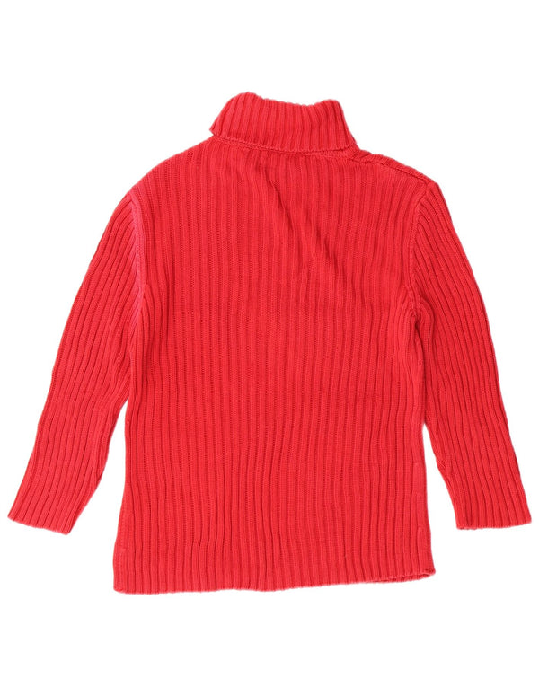 Benetton Damen-Pullover mit Rollkragen, Gr. 44, Größe L, Rot, Baumwolle, klassisch