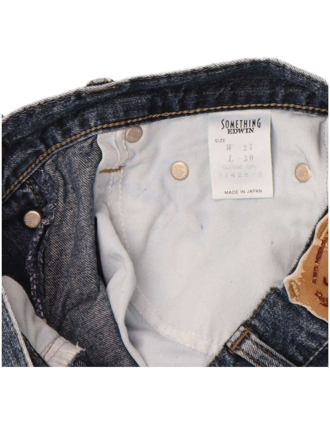 SOMETHING EDWIN Mädchen-Jeans mit hoher Taille und geradem Schnitt, 13–14 Jahre, W27, L30, Blau