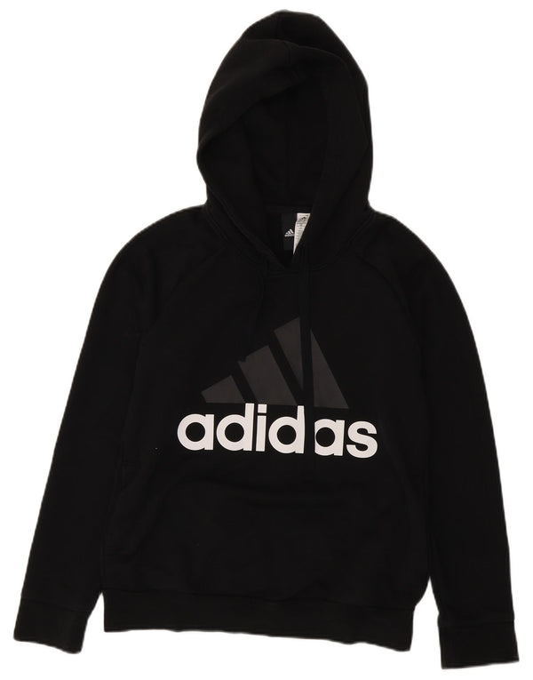Adidas Damen Graphic Hoodie Pullover UK 12/14 Mittelschwarze Baumwolle