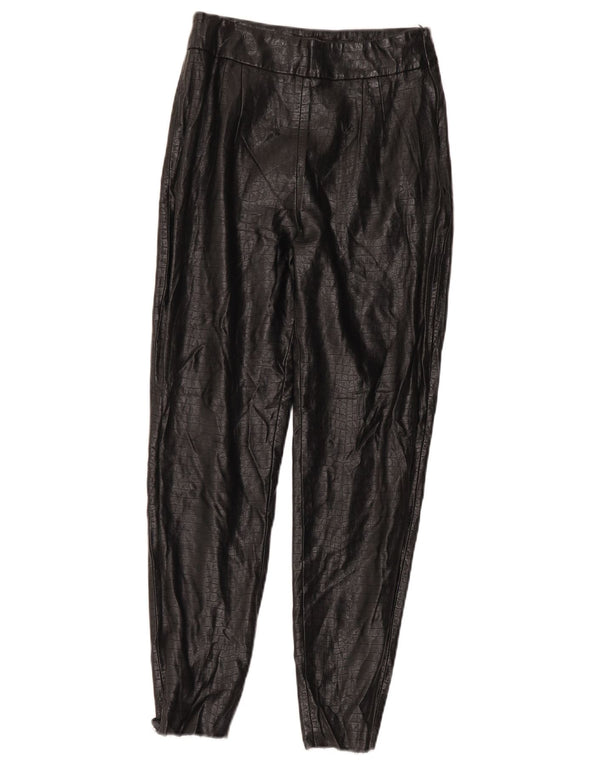 Zara Skinny-Hose aus Kunstleder für Damen, Größe S, W26, L26, Schwarz, Animal-Print