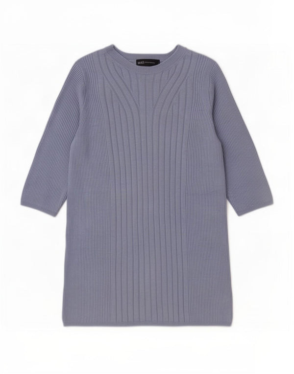 Marks & Spencer Damen Pullover mit Rundhalsausschnitt, UK 12, Mittelblau