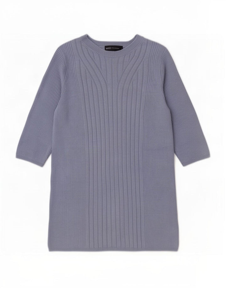Marks & Spencer Damen Pullover mit Rundhalsausschnitt, UK 12, Mittelblau