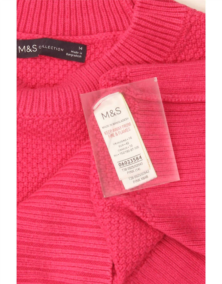 Marks & Spencer Damen Rollkragenpullover, kurz geschnitten, Gr. 14, Rosa