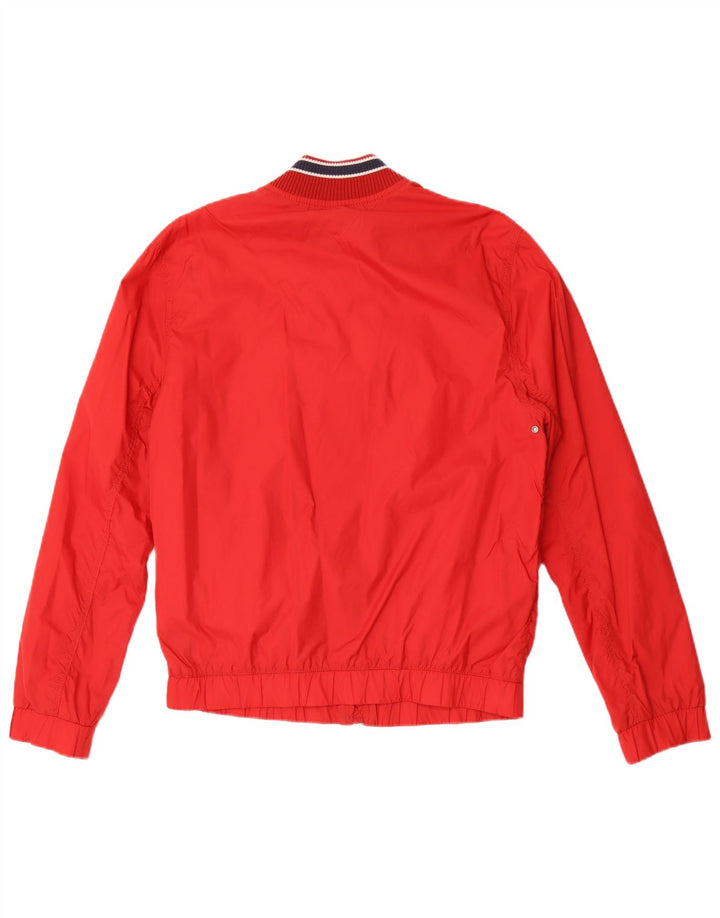 Tommy Hilfiger Herren Bomberjacke UK 38 Mittelrot gestreiftes Nylon