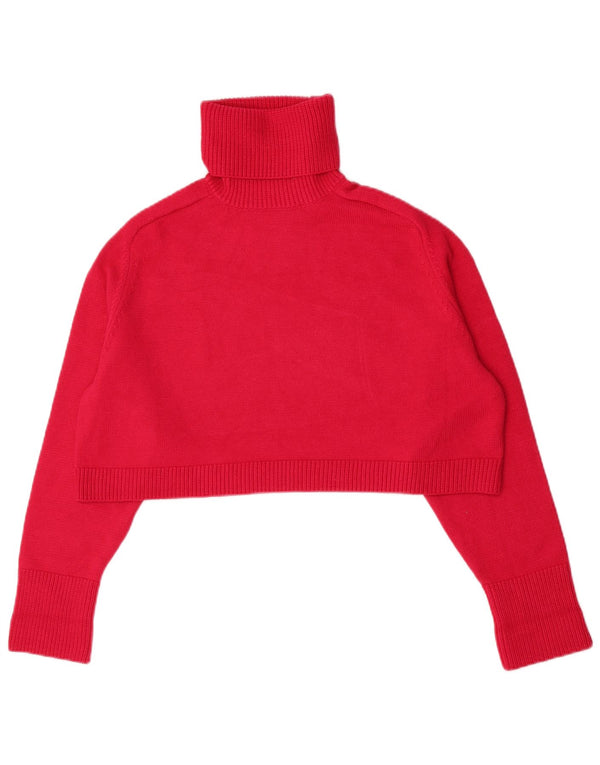 Zara Damen Crop Rollkragenpullover Pullover UK 14 Mittelrote Viskose