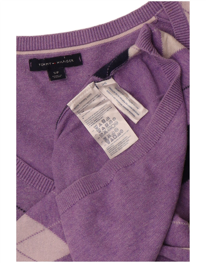 TOMMY HILFIGER Damen Pullover mit V-Ausschnitt, UK 10, Größe S, Lila
