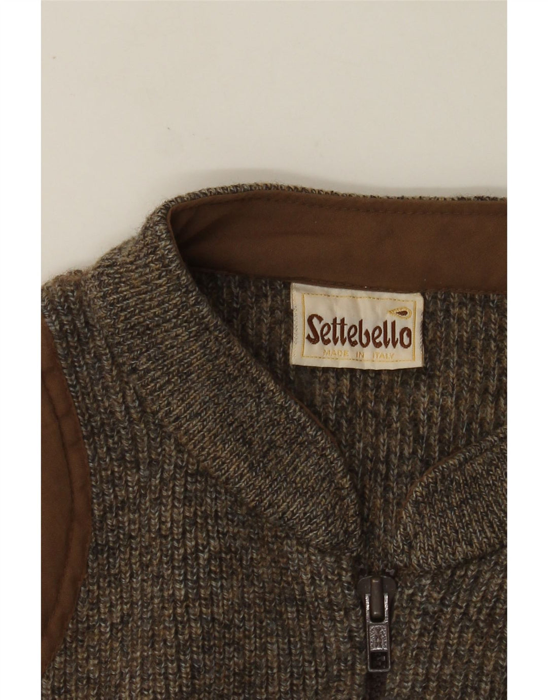 SETTEBELO Herren-Strickjacke, kleine braun gesprenkelte Wolle