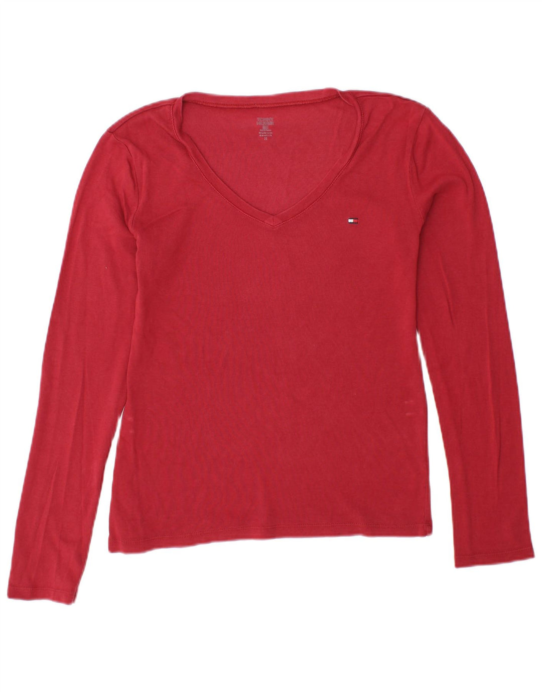 TOMMY HILFIGER Damen Top Langarm UK 10 Small Rot