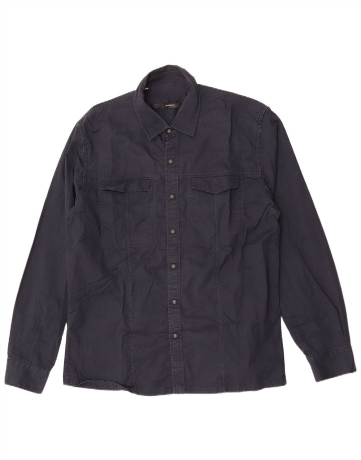 Vintage Herren Westernhemd 2XL Marineblau Baumwolle