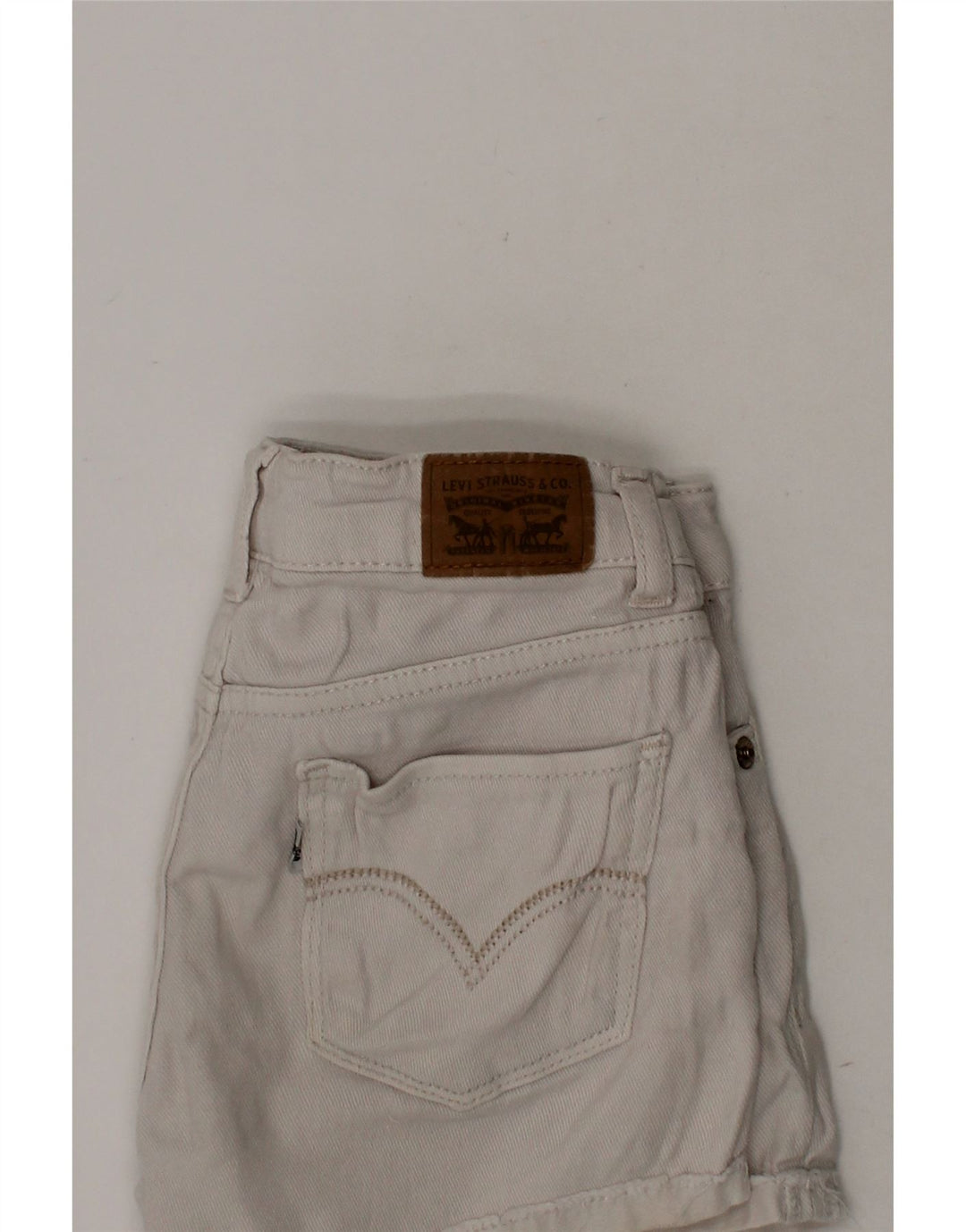 LEVI'S Girls Denim Shorts 7-8 Years W22 White Ramie Vintage Levi's and Second-Hand Levi's from Messina Hembry 