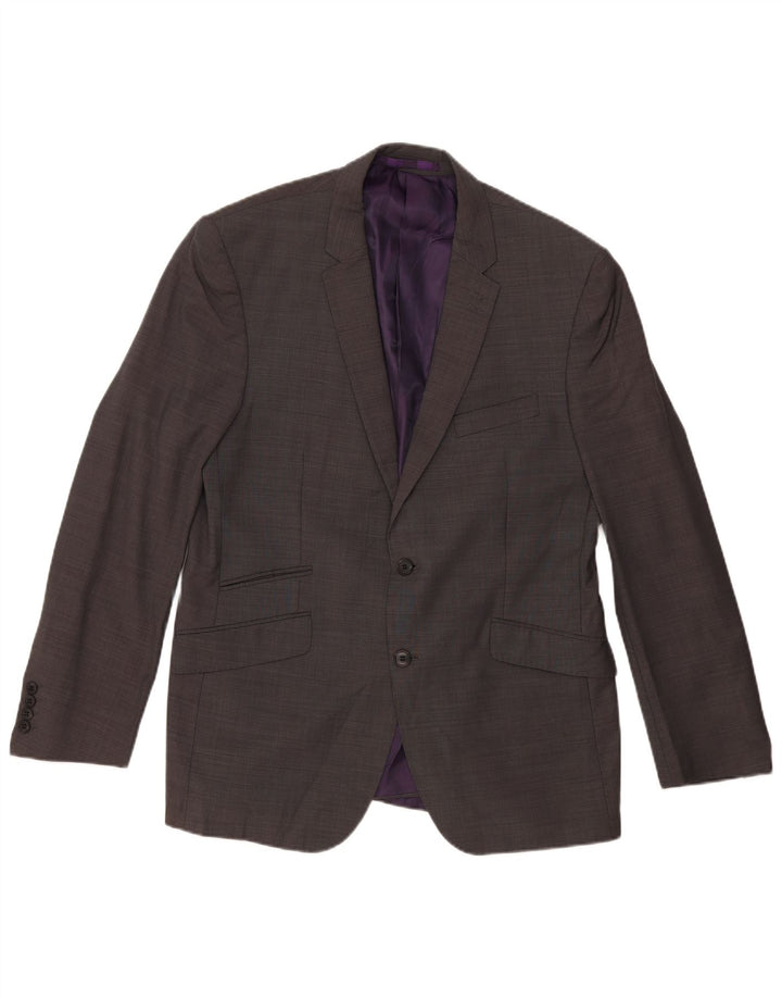 Marks & Spencer Herren-Blazer mit maßgeschneiderter Passform und 2 Knöpfen, Größe 52, XL, graue Wolle