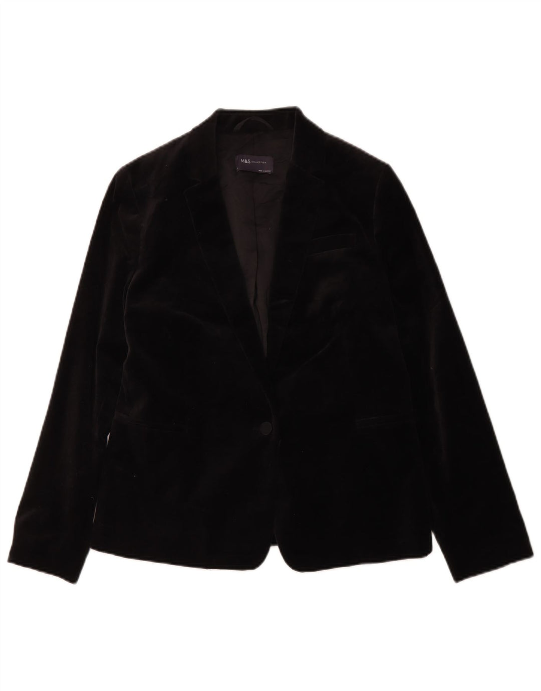 Marks & Spencer Damen-Blazer aus Samt mit 1 Knopf, Gr. 10, Schwarz