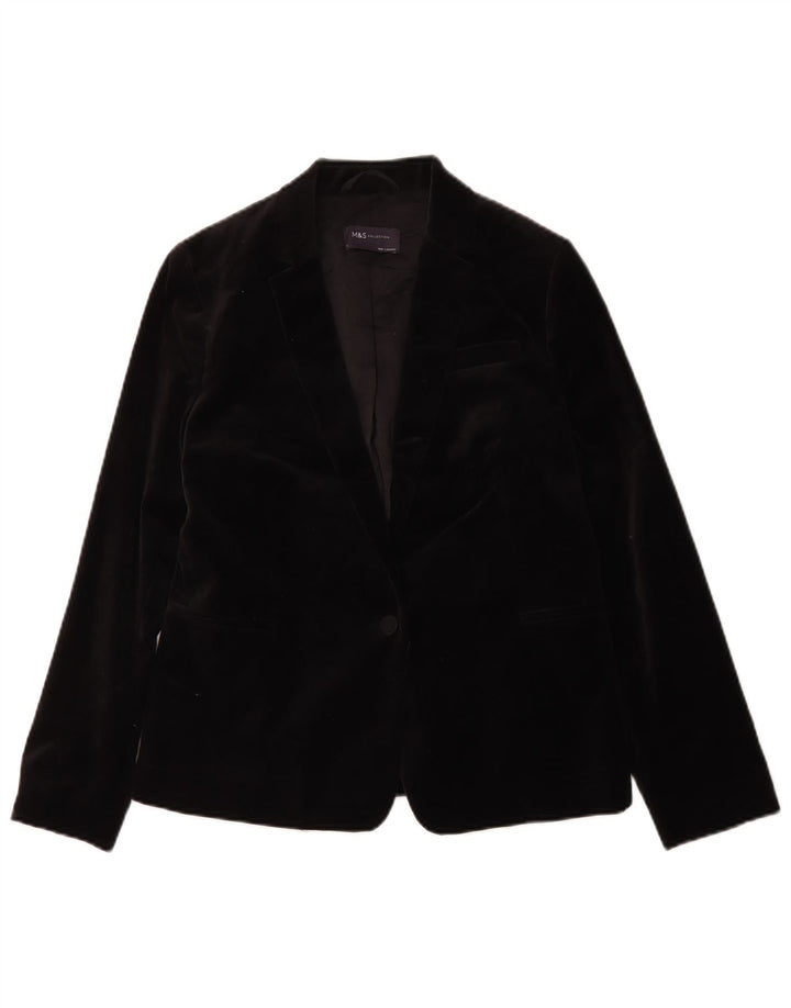 Marks & Spencer Damen-Blazer aus Samt mit 1 Knopf, Gr. 10, Schwarz
