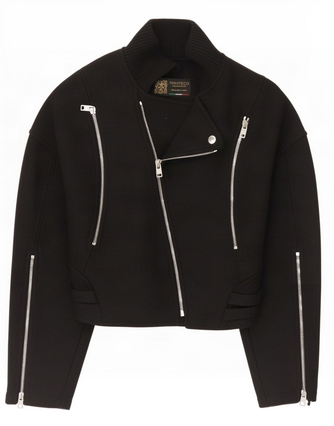 Zara Damen Bikerjacke UK 6 XS Schwarze Wolle