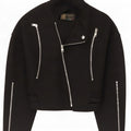 Zara Damen Bikerjacke UK 6 XS Schwarze Wolle