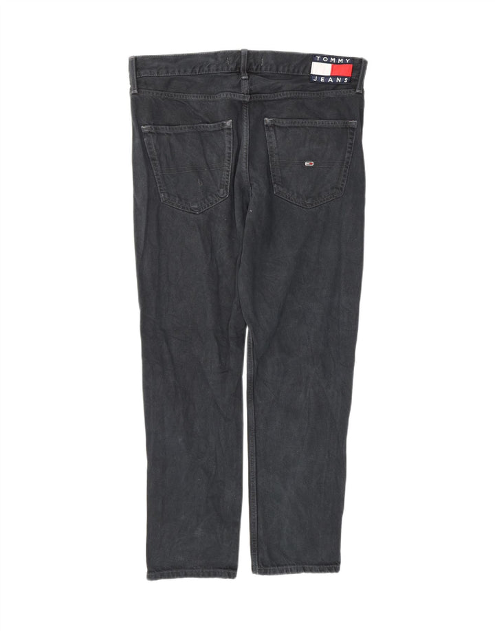 Tommy Hilfiger Herren Regular Tapered Jeans W32 L30 Schwarz Baumwolle