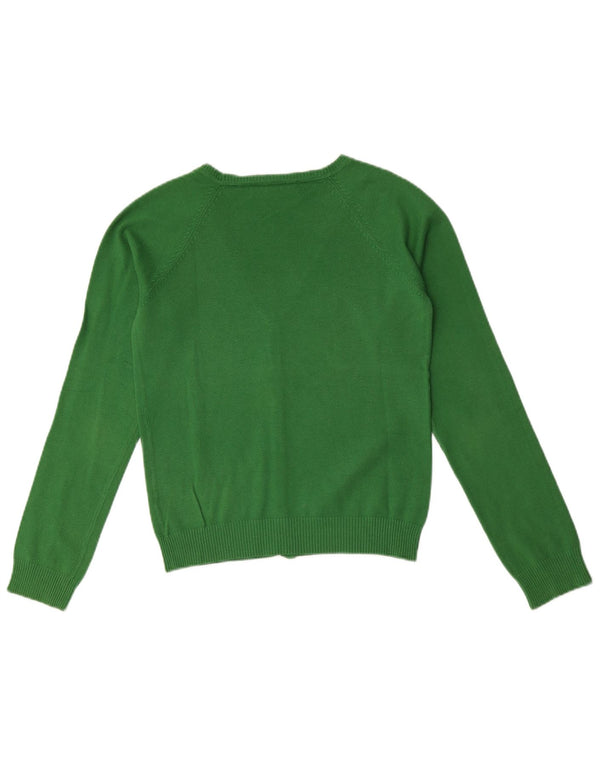 Zara Damen Crop Cardigan Pullover UK 12 Mittelgrüne Baumwolle