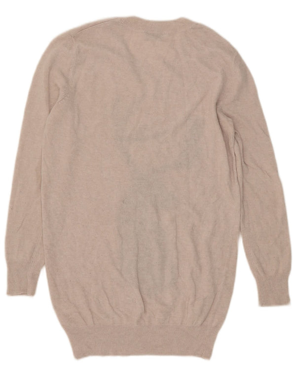 Topshop Damen Longline Graphic Crew Neck Pullover Pullover UK 8 Small Beige