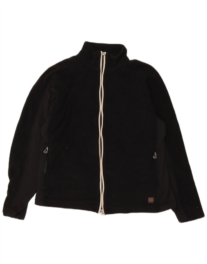 Hugo Boss Damen Fleecejacke UK 14 Medium Schwarz Polyester