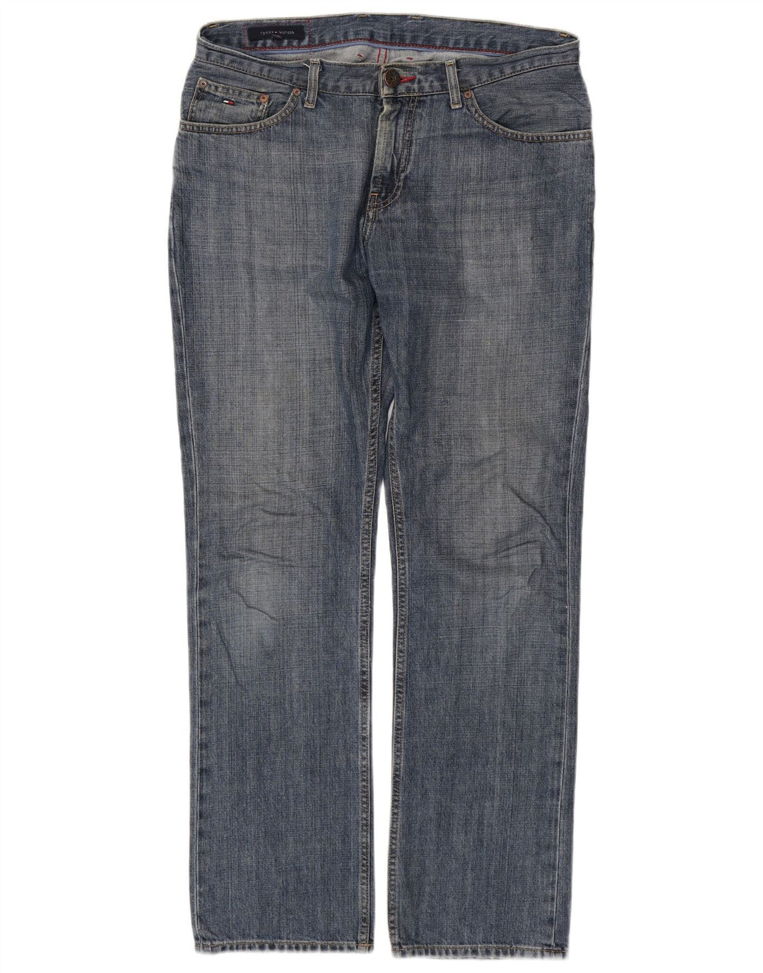TOMMY HILFIGER Herren Straight Jeans W33 L32 Blaue Baumwolle
