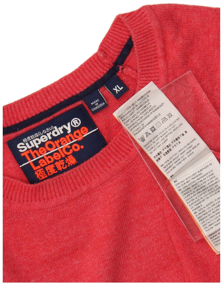 SUPERDRY Herren-Pullover mit Rundhalsausschnitt, XL, rote Baumwolle