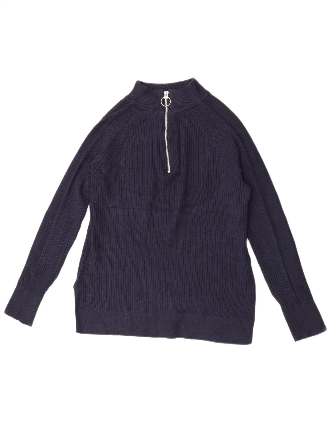 Marks & Spencer Damen Pullover mit Reißverschluss am Hals, Gr. 10, Marineblau