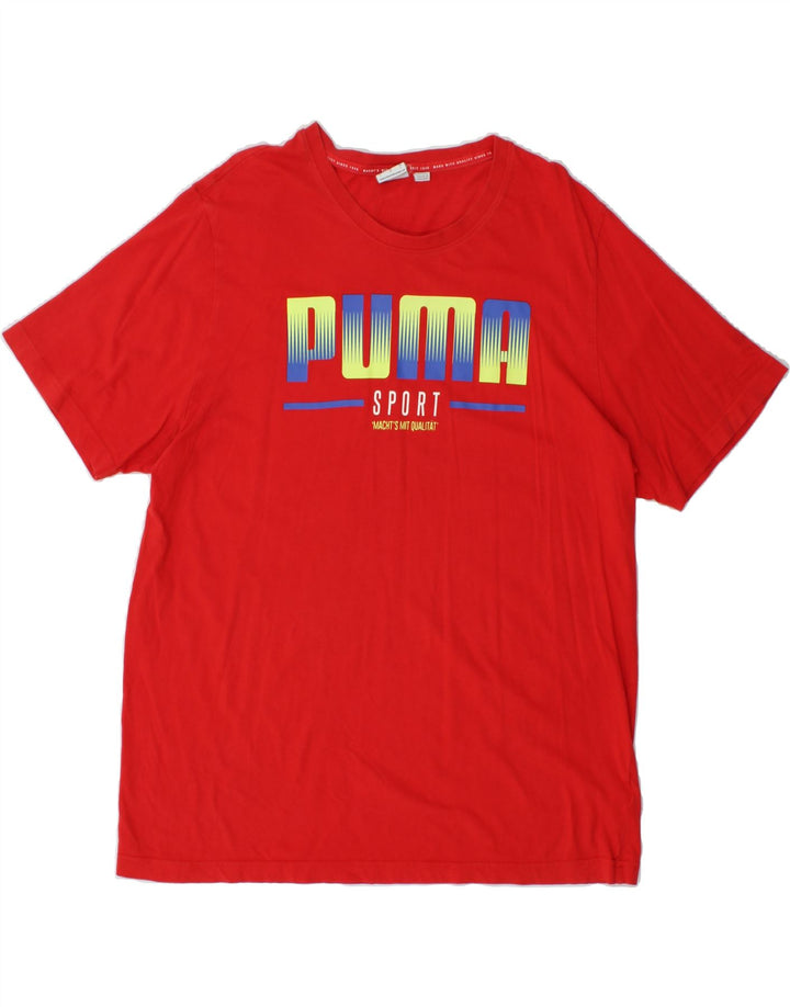 PUMA Mens Graphic T-Shirt Top Large Red Cotton Vintage Puma and Second-Hand Puma from Messina Hembry 